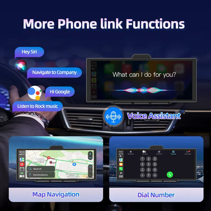 Imagebon 11.4″ H70 Pro 4K QLED Dash Cam - Wireless CarPlay & Android Auto, Dual Recording, Night Vision Car DVR