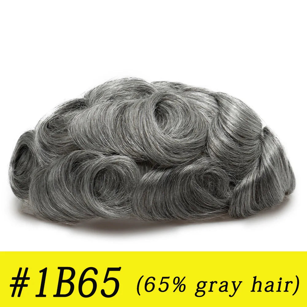 Ultra Thin Skin 0.03mm Men’s Toupee Human Hair Wig – Natural Hair Replacement System Lightweight Male Hairpiece