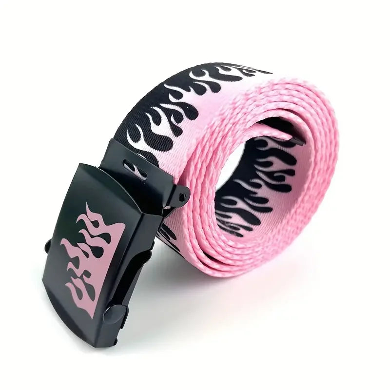 Punk Style Flame Belt – Trendy Hip-Hop Streetwear Accessory, Durable Unisex Fashion Decoration for Men & Women