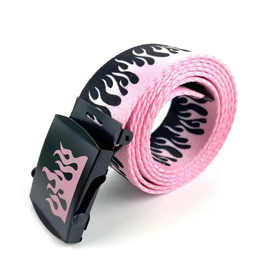 Punk Style Flame Belt – Trendy Hip-Hop Streetwear Accessory, Durable Unisex Fashion Decoration for Men & Women
