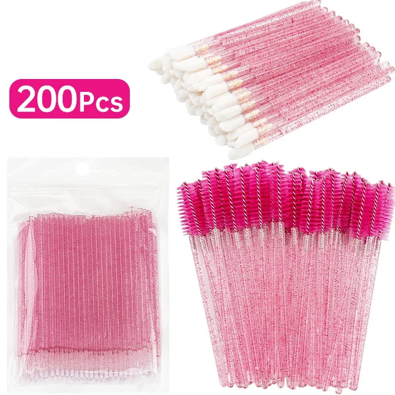 200pcs Eyelash Extension Makeup Set - Micro Brushes, Lash Removal Tools & Lip Line Brushes for Women