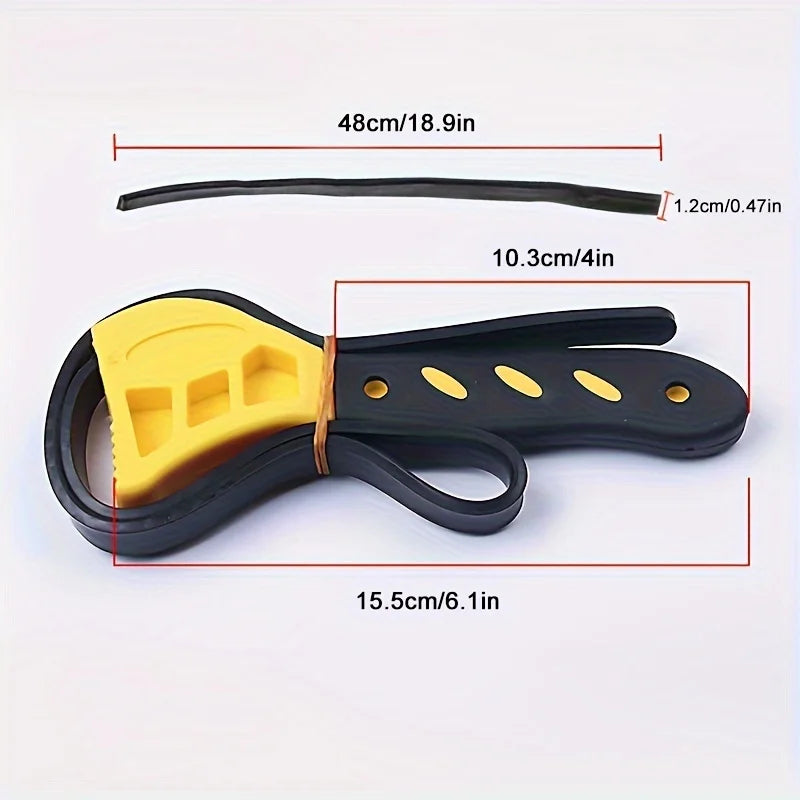 6-Inch Belt Wrench Oil Filter Puller: Adjustable Strap Spanner Chain Opener - Disassembly Tool