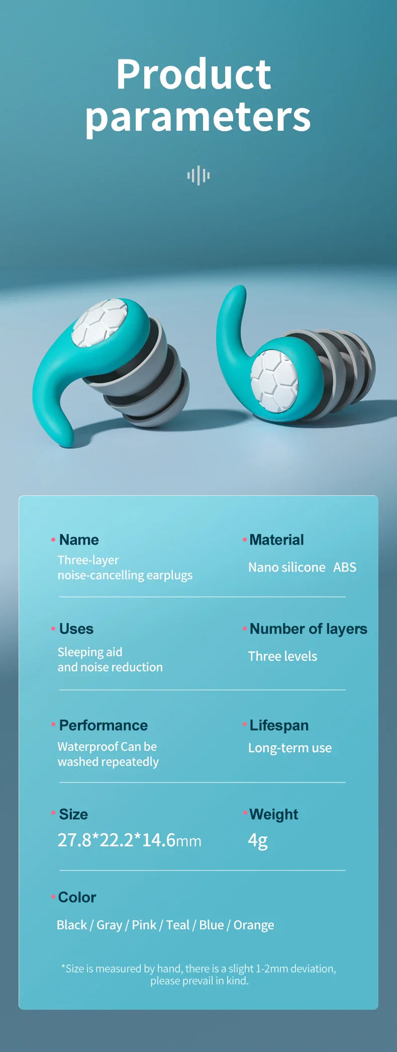 Waterproof Noise Reduction Earplugs – Sleep & Work Ear Protection for Travel, Anti-Noise Earplugs
