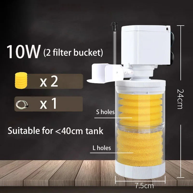 220V Silent Aquarium Filter – Submersible Water Pump with Bio Sponge, Skimmer & Waves Maker for Turtle & Fish Tanks