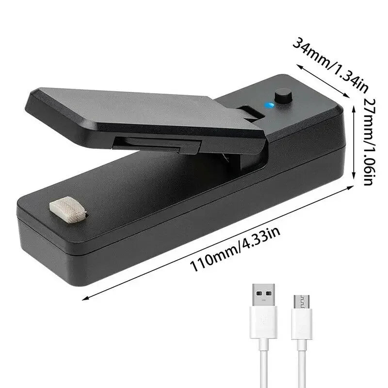 Mini USB Rechargeable Heat Sealer – Portable Food & Snack Bag Sealing Machine with Storage Clip for Kitchen Use