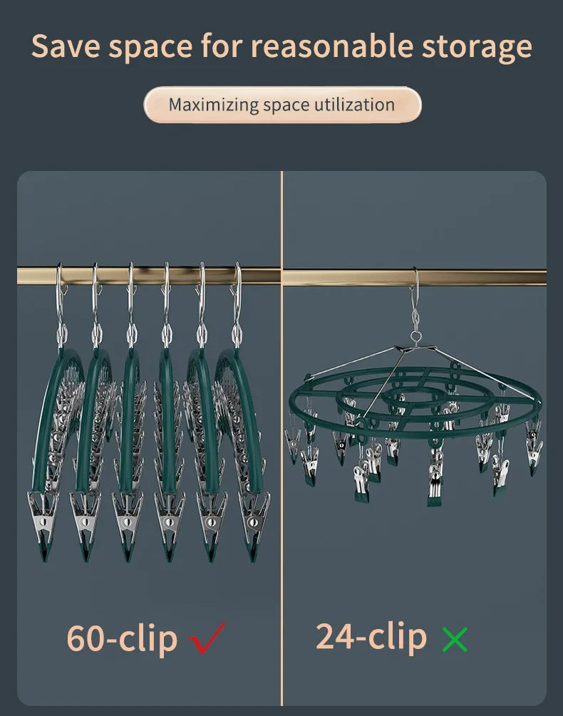 10-Pack Stainless Steel Sock Clips – Windproof Non-Slip Clothes Rack for Drying Socks, Underwear, Towels, and Laundry