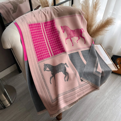 Autumn Winter Women’s Scarf — Pashmina Shawl & Wrap, Thick Cashmere Blanket Stole, Warm Outdoor Bufanda 2024 New Print