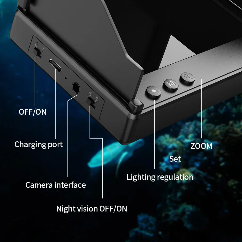 Portable Fish Depth Finder – Handheld 1080P 4.3 Inch LCD Fishing Camera with 120° Underwater View & Night Vision