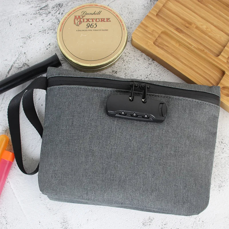 Travel Storage Bag with Password Lock – Waterproof Anti-Odor Safe Handbag for Files, Cards, and Smoking Pipe Storage
