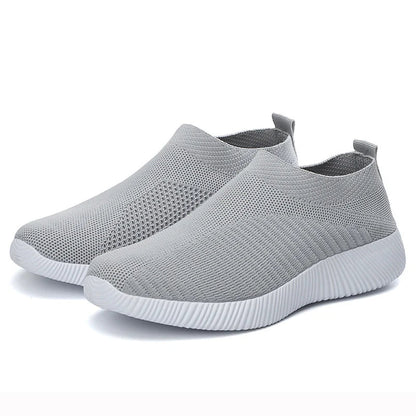 Women’s Slip-On Sock Sneakers – Breathable Flat Casual Vulcanized Sports Shoes Zapatillas