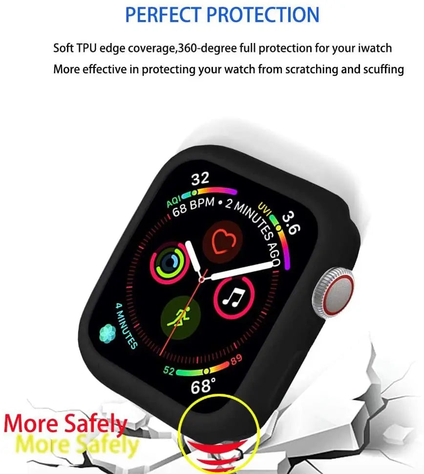 Apple Watch Silicone Case Cover - Soft Bumper Protective Accessory for Ultra 49mm Series 9 8 7 SE 6 5 45mm 41mm 44mm 40mm