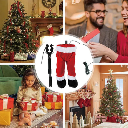 Fun Christmas Tree Leg Decoration | Plush Topper & Sticky Holiday Tree Ornament