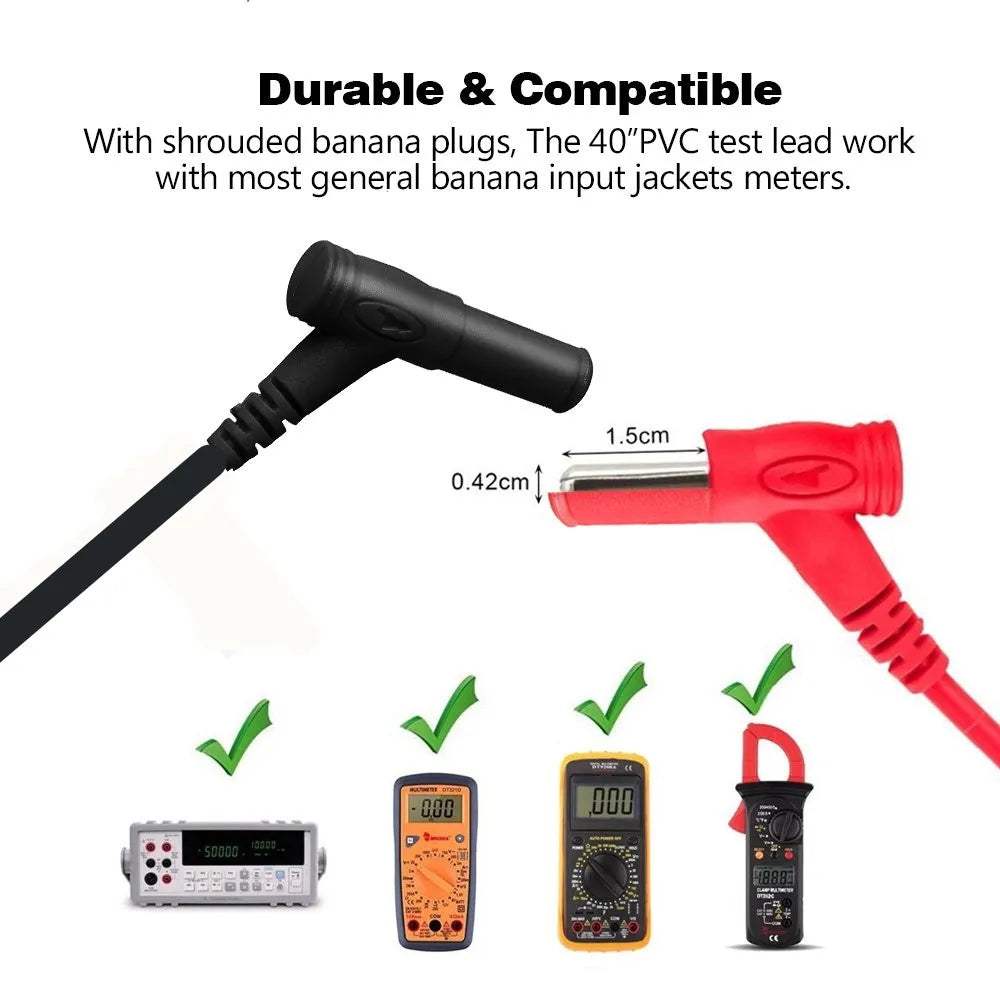 Universal Multimeter Test Leads Cable : AC/DC 1000V 20A CAT III Measuring Probes Pen - Essential Wire Tips for Multi-Meter Tester