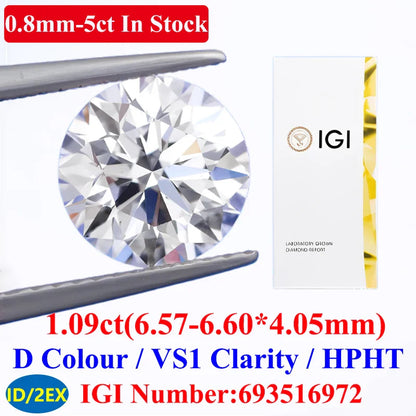 0.1–5CT Super White Lab-Grown Diamond Loose — IGI/GIA Certified, HPHT & CVD, DEFG VVS-SI, Diamond Tester Approved for Wedding Jewelry