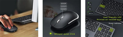 Backlit Wireless Keyboard and Mouse Combo – 2.4G USB Rechargeable Silent Full-Size Slim Set