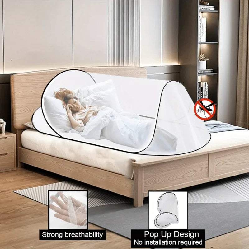 Portable Pop-Up Mosquito Net – Lightweight Instant-Setup Bed Net for Camping & Travel, Indoor/Outdoor Protection