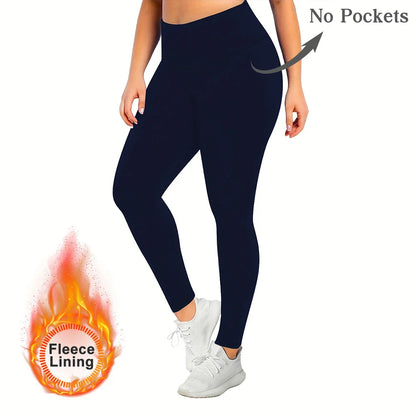 Women’s Winter Plus Velvet Leggings, Seamless Push Up, Plus Size High Waist Fleece Warm Fitness Yoga Pants, Slim Legging Sportswear