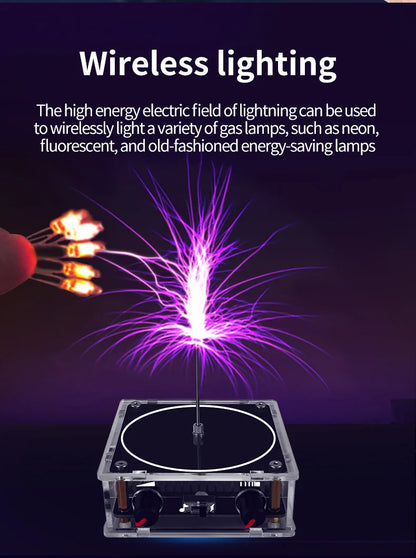 Music Tesla Coil Bluetooth/AUX – Dual Mode Music Box with Touchable Artificial Lightning, Audio Input for Science Experiments