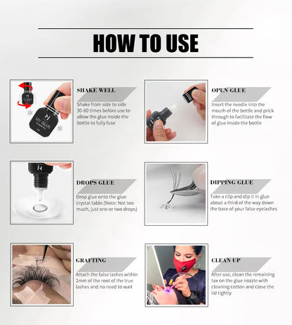 JOMAY UV Eyelash Extension Glue – 0.1s Fast-Drying, Strong & Long-Lasting Adhesive