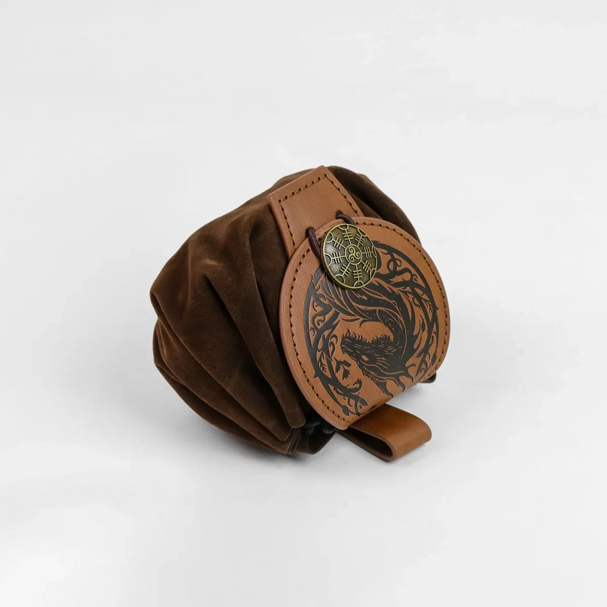 Medieval Faux Leather Waist Bag - Retro Drawstring Belt Pouch for Outdoor Wear, Cosplay and Coin Storage
