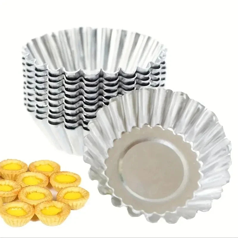 Reusable Non-Stick Aluminum Egg Tart Mold – Flower Shape Cupcake, Muffin, Pudding & Jelly Baking Cup Kitchen Tool