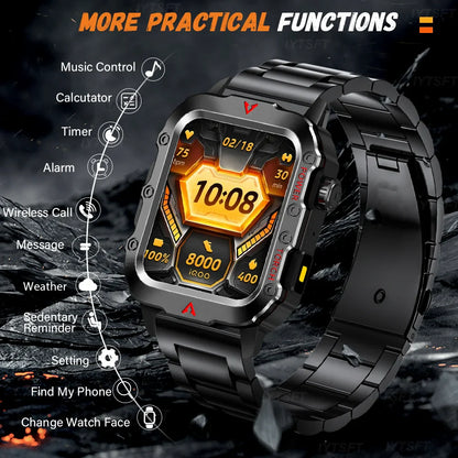 G.L Wear 2025 Sports Smart Watch – Bluetooth Call, LED Flashlight, Multi-Function Outdoor Fitness Watch for Men & Women