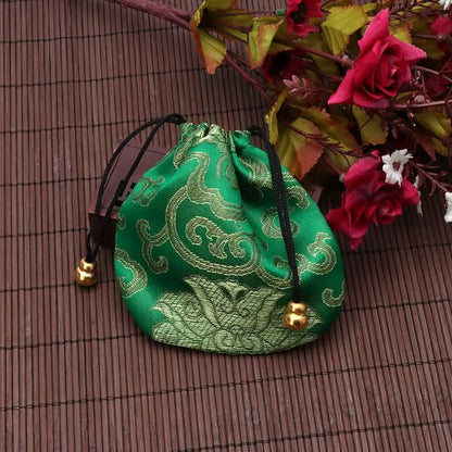 Silk Brocade Drawstring Gift Bags – Embroidered Jewelry, Coin & Candy Pouch for Wedding & Party Favors