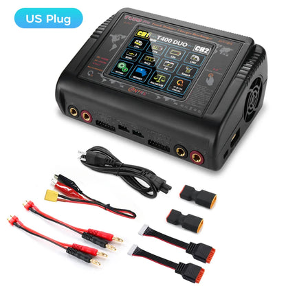 HTRC Smart Battery Charger DC 400W / AC 200W — 12A×2 Balance Charger & Discharger for LiHV, LiFe, Li-Ion, NiCd, NiMH, Pb, LiPo RC Batteries