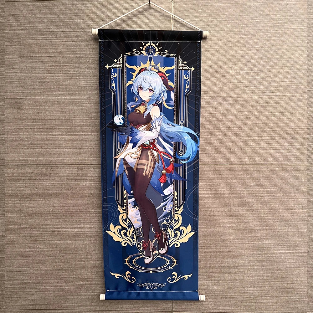 Hot Game Impact Scroll Canvas – Cartoon Heroes Wall Hanging Poster for Cosplay, Halloween, Xmas Decor & Gifts