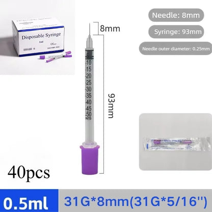 40/80PCS Disposable Veterinary Syringes - Sterile Insulin Needles for Pet & Animal Use