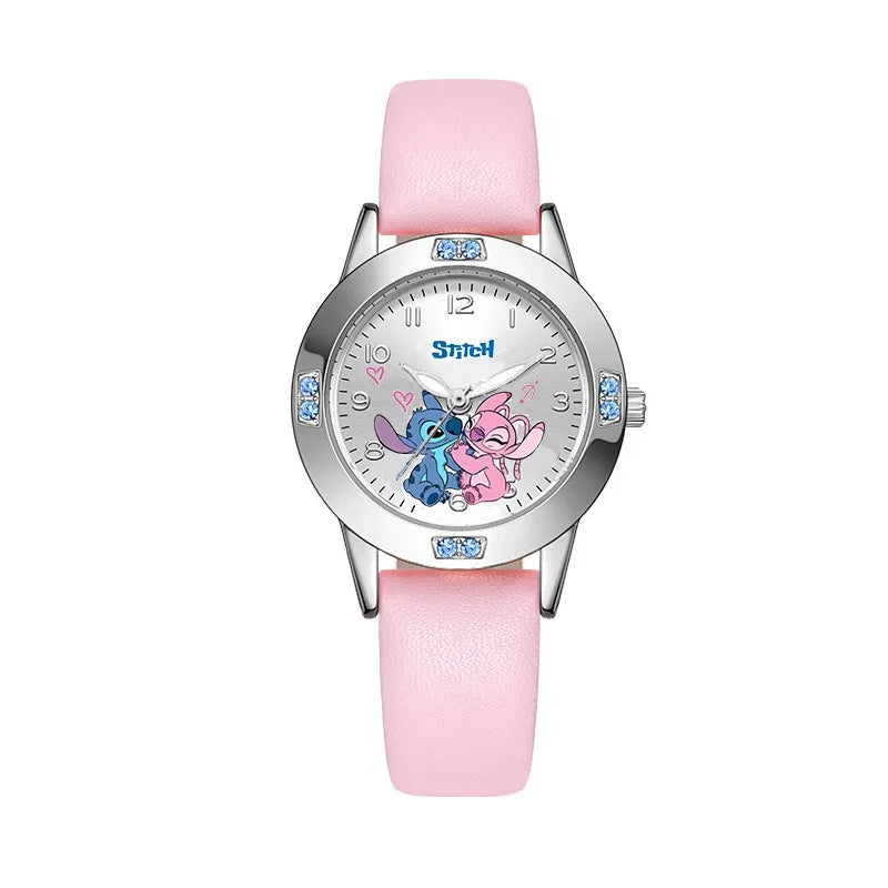MINISO Disney Stitch Ladies' Quartz Watch - High-Quality Steel Belt with Diamond Set Design