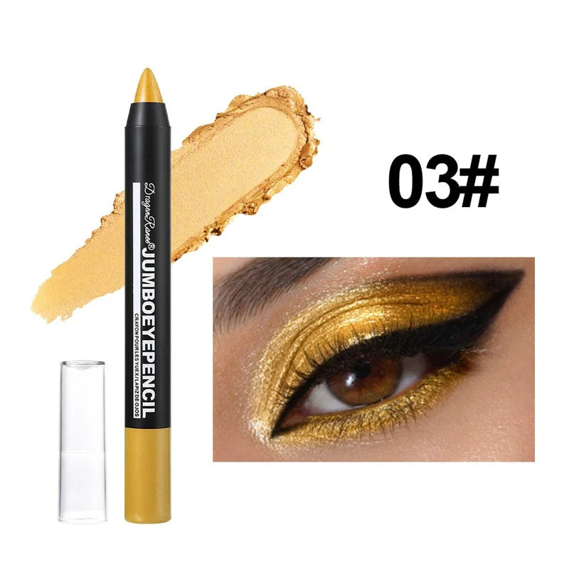 12-Color Waterproof Eyeshadow Pencil – Long-Lasting Pigment Blue Purple Black Eye Shadow Stick