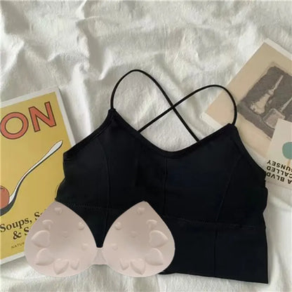Cross Strap Women's Sports Bra - Push-Up Yoga Gym Crop Top for Fitness, Breathable Brassiere