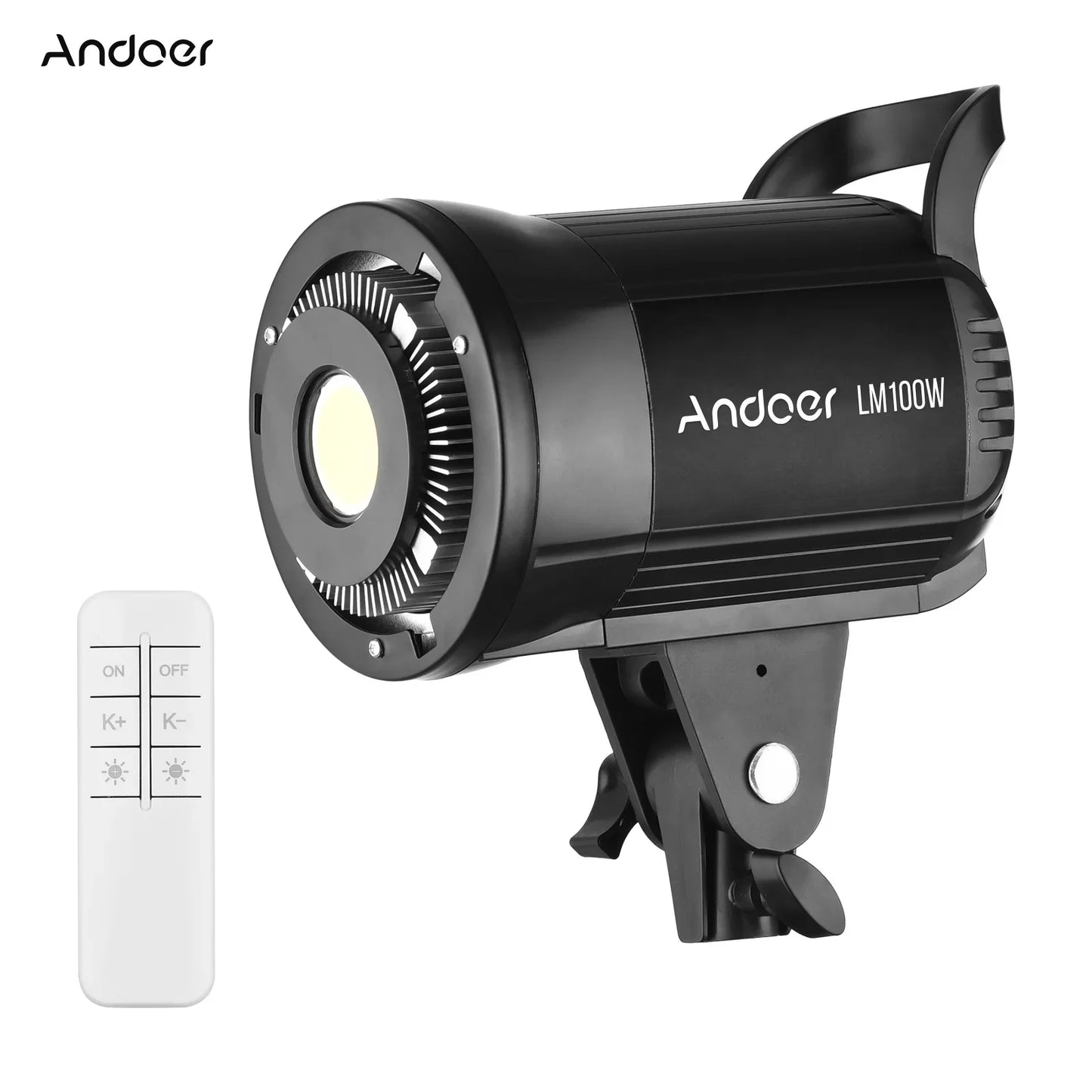 Andoer 100W Studio LED Video Light – 5600K Dimmable Bowens Mount with Remote Control for Video & Live Streaming
