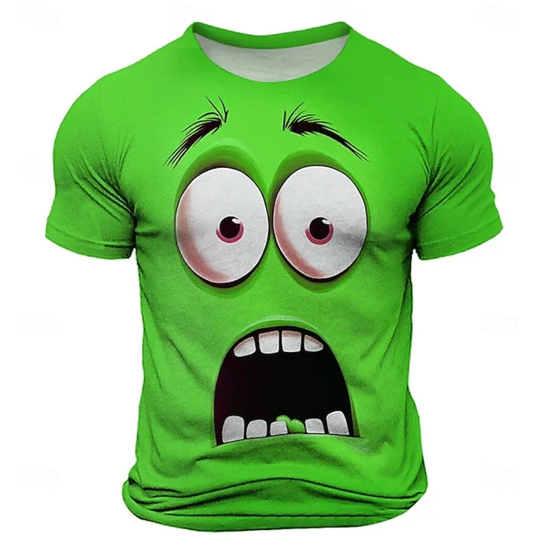 3D Funny Face T-Shirt - Men's Summer Casual Short Sleeve O-Neck Loose Streetwear Tee