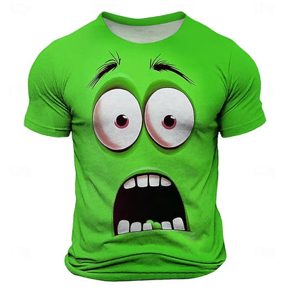 3D Funny Face T-Shirt - Men's Summer Casual Short Sleeve O-Neck Loose Streetwear Tee