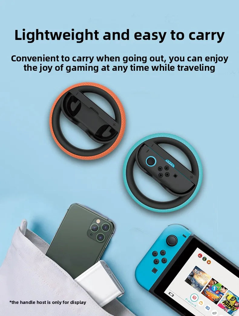 2PCS Racing Steering Wheel for Nintendo Switch Joy-Con Controllers — Hand Grip for Mario Kart 8 Deluxe
