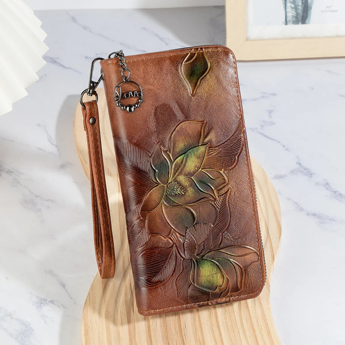 Retro Long Embossed Zipper Wallet — Multi-Card Clutch & Phone Bag with Coin Pocket