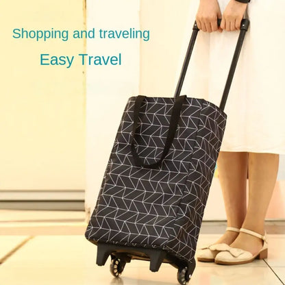Collapsible Shopping Trolley Bag — Reusable Foldable Grocery Cart with Wheels