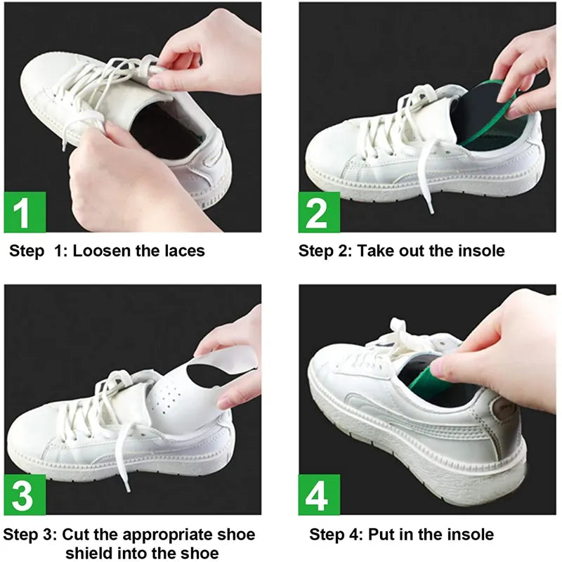 4Pcs Shoe Crease Protector - Anti-Bending Crack Toe Cap Support for Sneakers - Lightweight Shield to Keep Shoes Looking New