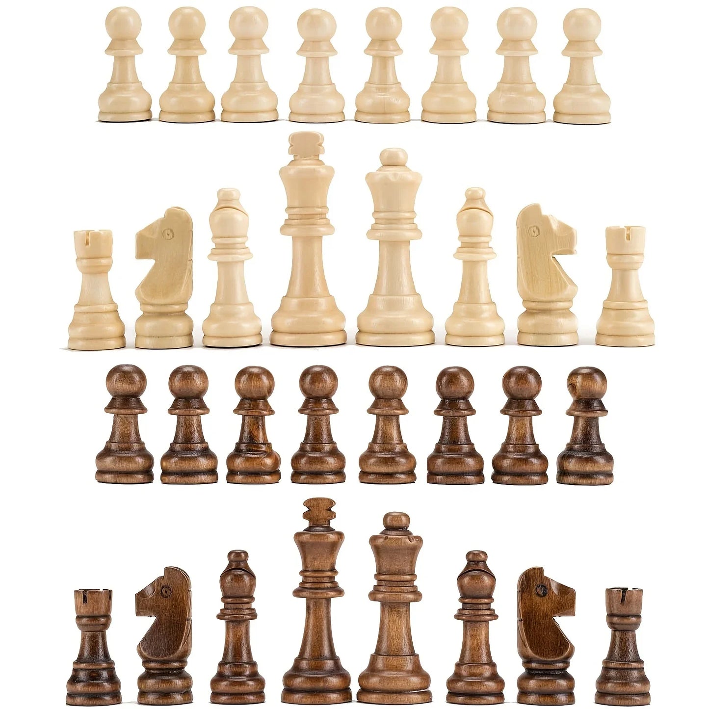 32-Piece Wooden Chess Set: Standard Staunton Wood Chessmen with 8cm King Height - Pieces Only, Board Not Included