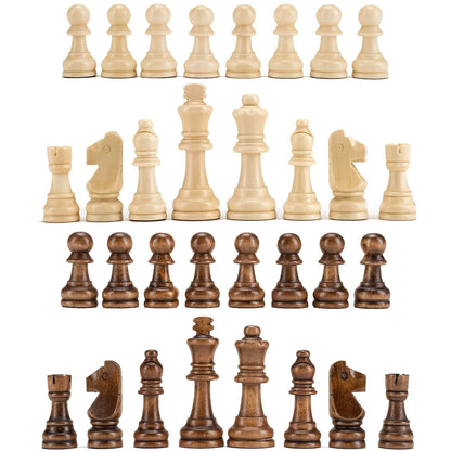 32-Piece Wooden Chess Set: Standard Staunton Wood Chessmen with 8cm King Height - Pieces Only, Board Not Included
