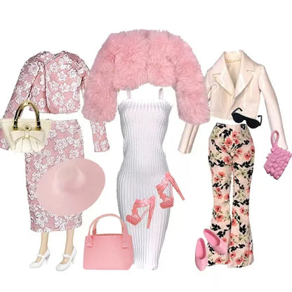 30cm Doll Winter Outfit – Plush Overcoat, Hats, Handbags & Shoes, DIY Fashion Doll Accessories