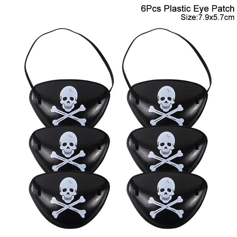 Pirate Party Favor Set - Kids Skull Hat Eye Patch Coins Ship Balloons Halloween Costume Decorations