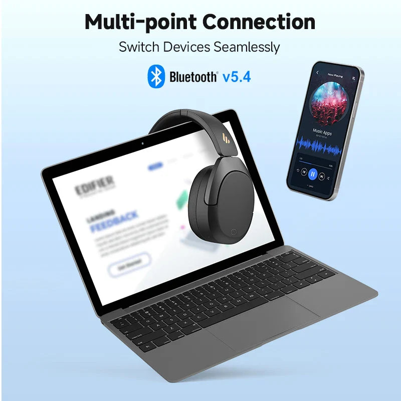 Edifier W830NB Wireless Bluetooth 5.4 Headphones | Active Noise Cancelling Hi-Res Over-Ear Headset, LDAC, Foldable, 94H Playtime