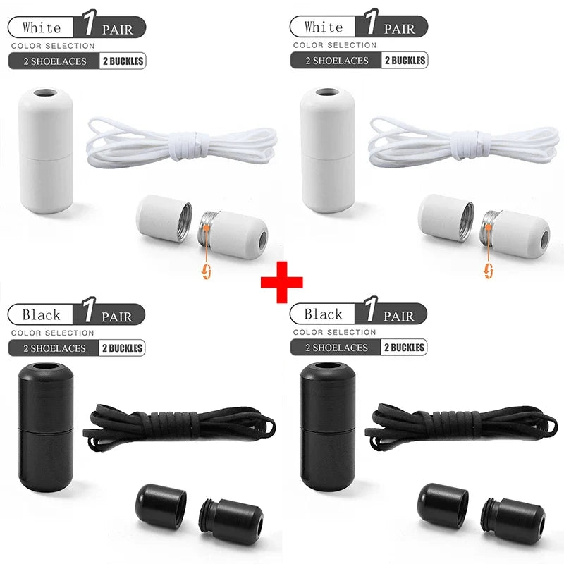 Elastic No Tie Shoelaces - Quick Lock Metal Laces for Kids & Adults Sneakers, Lazy Shoe Strings