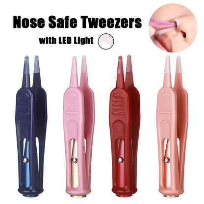 Baby Safety Cleaning Tweezers with LED Light – Infant Nose, Ear & Navel Care Tool, Soft Tip Precision Hygiene Forceps for Babies & Kids