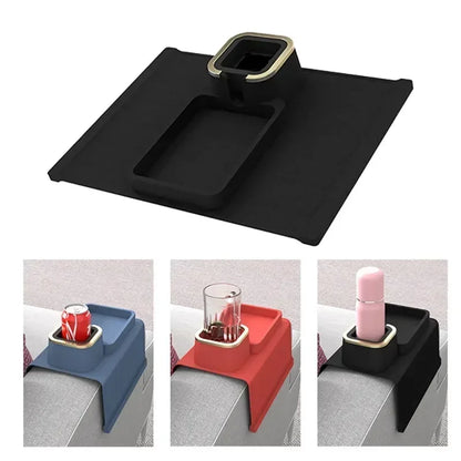 Anti-Slip Cup Holder Sofa Armrest Tray – Silicone Organizer for Recliner, Couch, and Remote Control