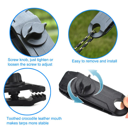 10PC Heavy Duty Awning Clamp Tarp Clips: Lock Grip Fasteners for Outdoor Camping - Pool, Tent, Bungee Cord Tightening