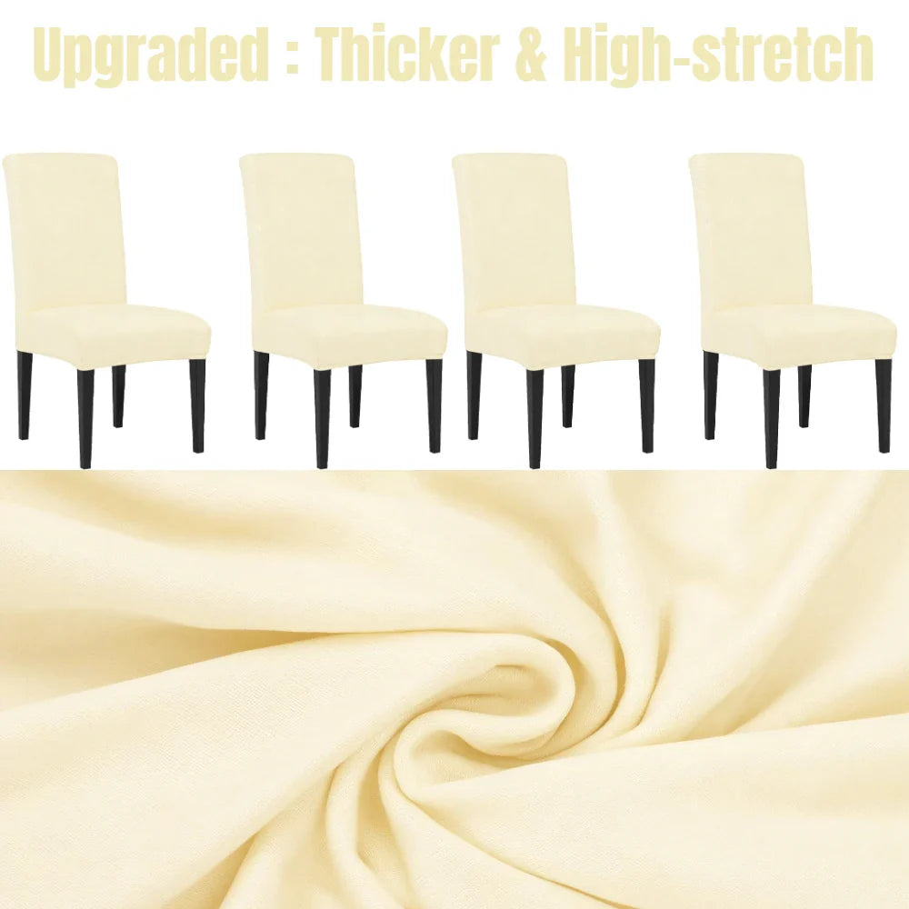 4Pc High Stretch Dining Chair Covers – Elastic Non-Slip Slipcovers, Removable Seat Protectors for Living Room, Kitchen & Wedding